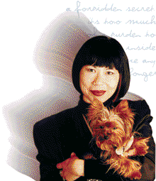 Amy Tan and her Yorkie