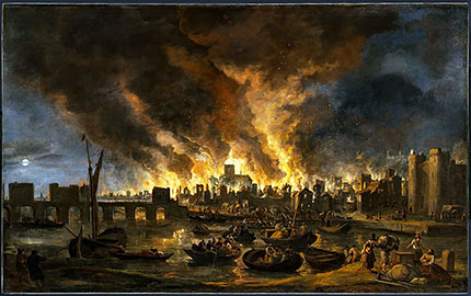 Lieve Verschuier. The Great Fire of London, 1666. Museum of Fine Arts, Budapest.