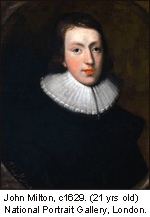 John Milton, c1629, aged 21. National Portrait Gallery